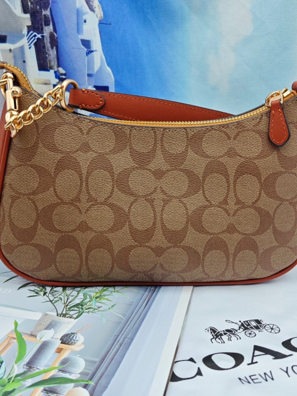 😁😁Coach Teri Shoulder Bag In Signature Canvas brown - Picture 7 of 7